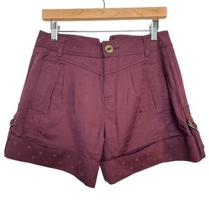 Marc Jacobs Purple Polka Dot Shorts Cuffed Hem Utility Pockets Size 6